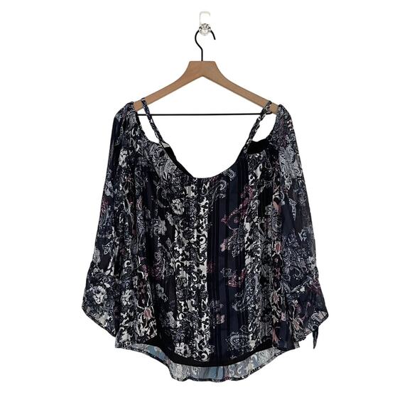 NEW INC Printed Cold Shoulder Top Cordelia Patch Plus Size 0X NWT Floral Paisley - Picture 4 of 6